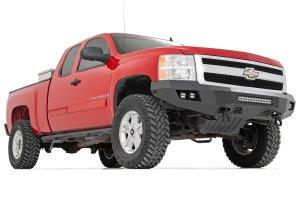 Chevrolet Silverado 1500 Front Bumper - Rough Country - LED Bumper with Rough Country LED Cubes + 20in LED Light Bar - Flat Black - '07-'13